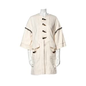 Derek Crosby White Toggle Lagenlook Raw Hem Pennylane Modern Coat